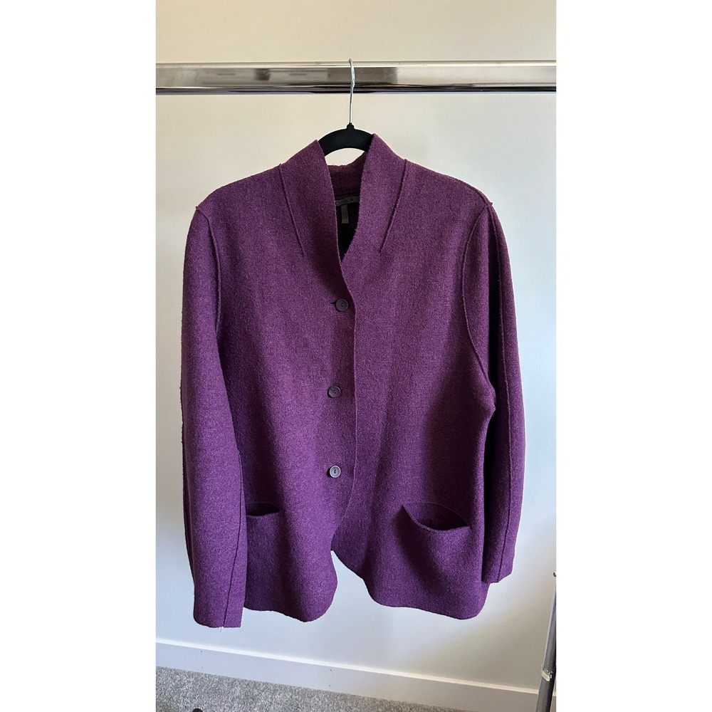 OSKA Boiled Wool Jacket 100% Virgin Wool Moessmer Purple Sz 4 Germany